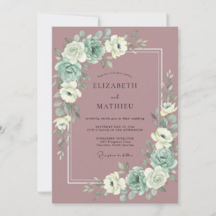 Muted Mauve Peony Wedding Invitation