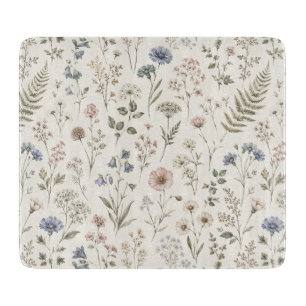 Muted Minimalist Scandinavian Wild Blooms Cutting Board