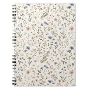 Muted Minimalist Scandinavian Wild Blooms Notebook