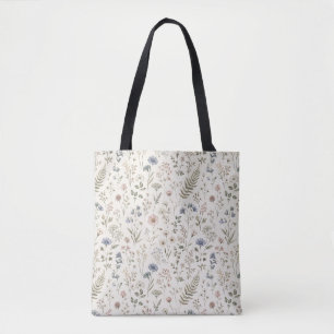 Muted Minimalist Scandinavian Wild Blooms Tote Bag