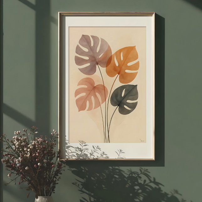Muted Monstera Harmony Watercolor Print (Creator Uploaded)