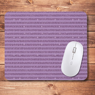 Muted Mulberry Glitter Style Horizontal Stripes Mouse Mat