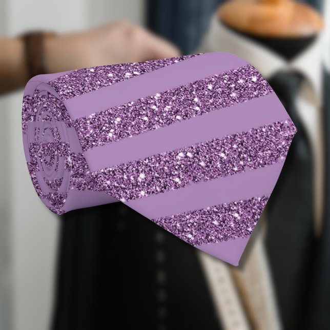 Muted Mulberry Glitter Style Horizontal Stripes Tie (Creator Uploaded)