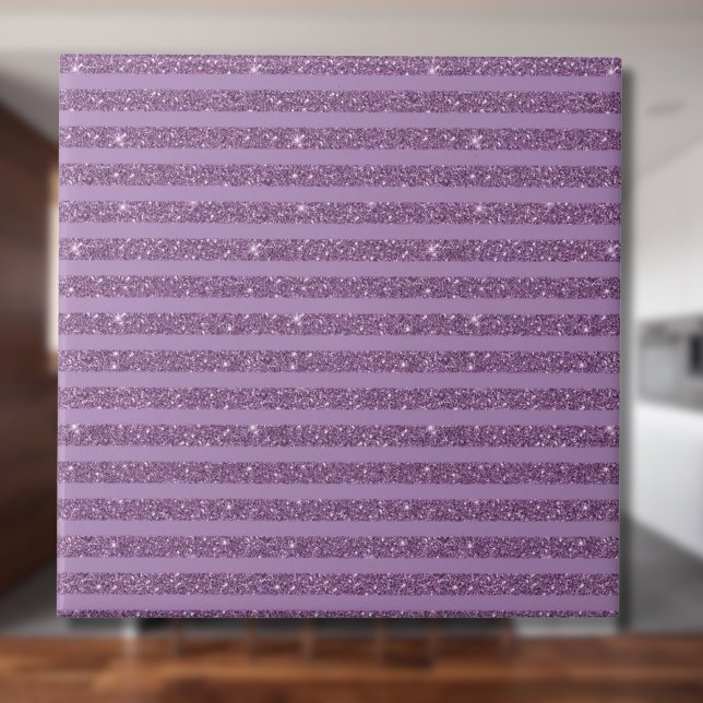 Muted Mulberry Glitter Style Horizontal Stripes Tile (Creator Uploaded)