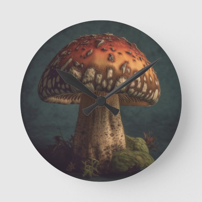 Muted Mushroom Round Clock (Front)