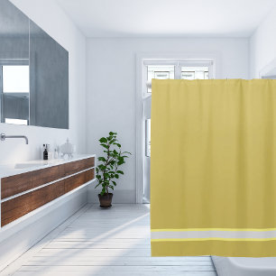 Muted Mustard Solid with stripe  Shower Curtain