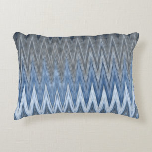 Muted Navy Blue Trendy Wavy Pattern Decorative Cushion