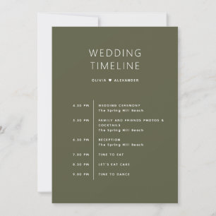 Muted Olive Green Timeline Woodland Wedding Invitation