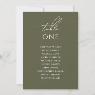 Muted Olive Green Wedding Earthy Seating Chart Invitation