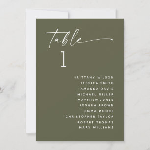 Muted Olive Green Wedding   Forest Seating Chart Invitation