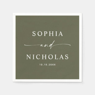 Muted Olive Green Wedding   Minimalist Forest Napkin