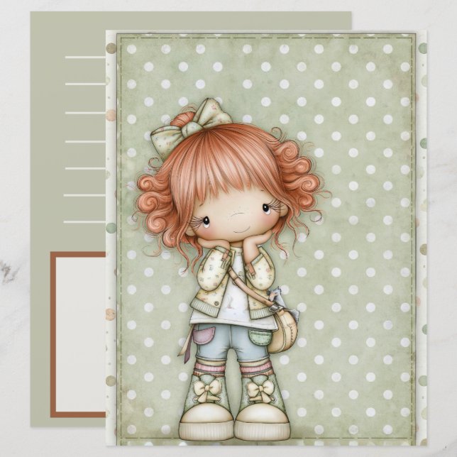 Muted Olive Sage Green Cream Lined Journalling Scr (Front/Back)