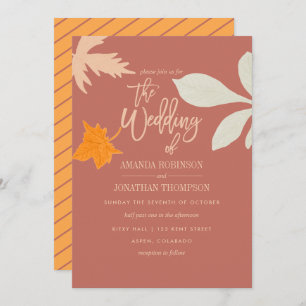 Muted orange Fall Autumn Wedding invitation