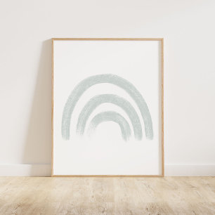 Muted Pastel Blue Rainbow Poster
