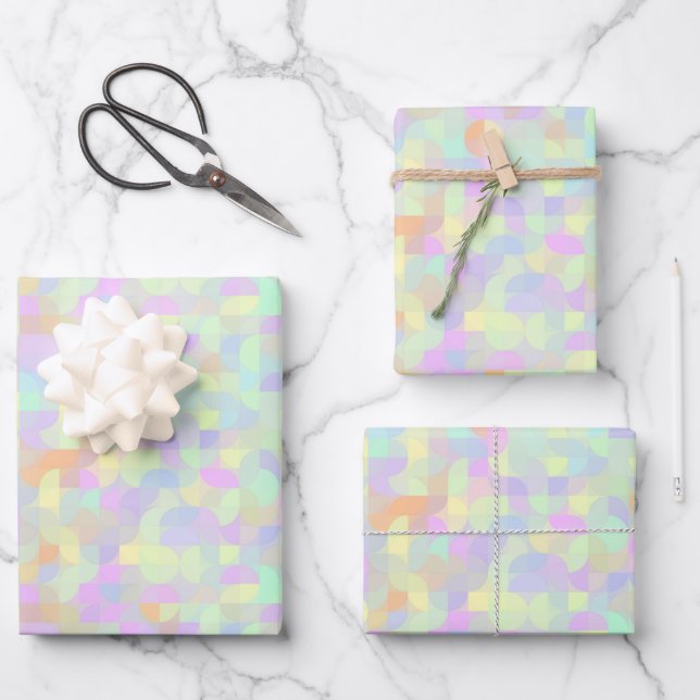 Muted Pastel Boho Mod Geometric Abstract Wrapping Paper Sheet (Front)