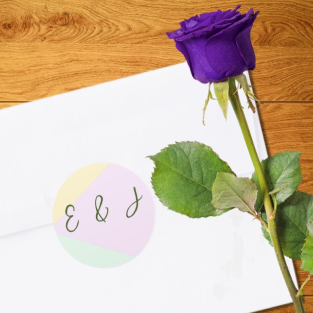 Muted Pastel Geometric Wedding Classic Round Sticker (Creator Uploaded)