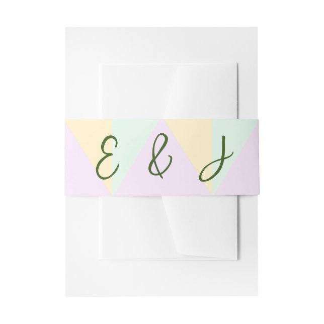 Muted Pastel Geometric Wedding Invitation Belly Band (Front Example)