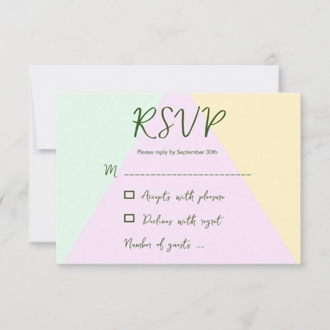Muted Pastel Geometric Wedding RSVP Card (Front)