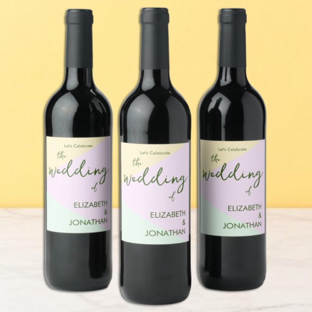 Muted Pastel Geometric Wedding Wine Label (Creator Uploaded)