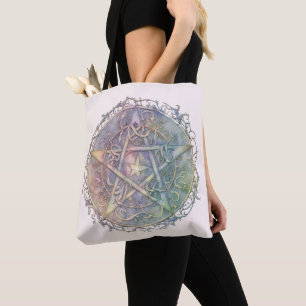 Muted Pastel Pentagram Witch Pagan Halloween Tote Bag