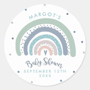 Muted Pastel Rainbow Baby Shower Classic Round Sticker