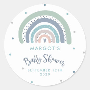 Muted Pastel Rainbow Baby Shower Classic Round Sticker