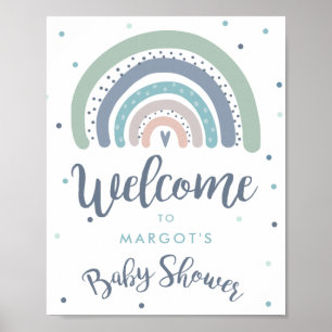 Muted Pastel Rainbow Baby Shower Welcome Poster