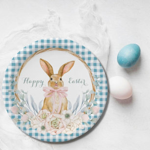 Muted Pastel Watercolor Floral Wreath Easter Paper Plate