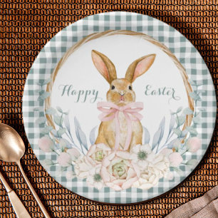 Muted Pastel Watercolor Floral Wreath Easter Paper Plate