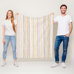 Muted Pastel Watercolor Striped Minimal Modern Fleece Blanket