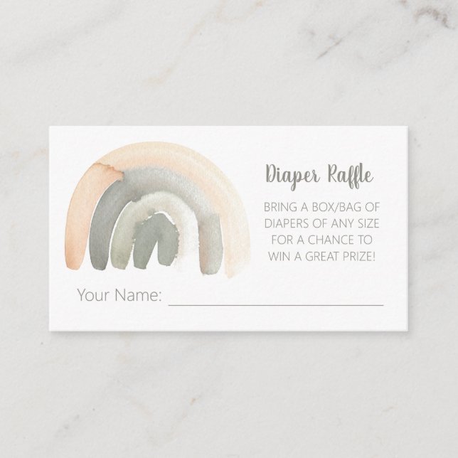Muted Peach & Gray Watercolour Rainbow Baby Shower Enclosure Card (Front)