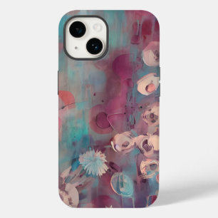 Muted pink and blue abstract flowers Case-Mate iPhone 14 case