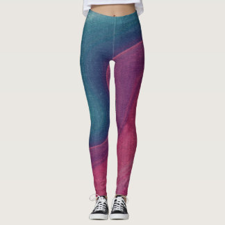 Muted Pink and Blue Abstract Waves Leggings