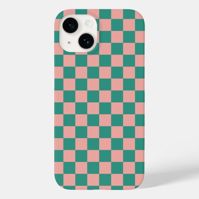 Muted pink and green chequerboard design  Case-Mate iPhone case (Back)