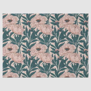 Muted pink and green peonies pattern tissue paper