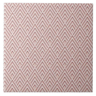 Muted Pink Art Deco Patterned Ceramic Tile