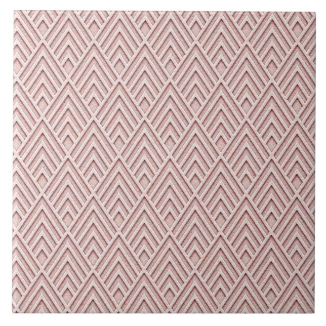 Muted Pink Art Deco Patterned Ceramic Tile (Front)