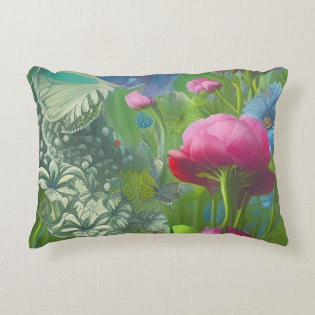 Muted pink, blue and White floral   Decorative Cushion (Front)