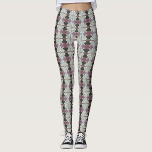 Muted Pink Blue Beige Pattern Leggings