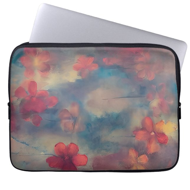Muted pink flowers  laptop sleeve (Front)