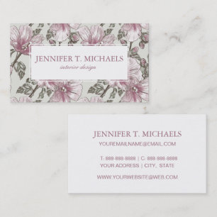 Muted Pink Hibiscus Flowers Pattern Business Card