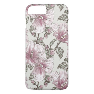 Muted Pink Hibiscus Flowers Pattern iPhone 8 Plus/7 Plus Case