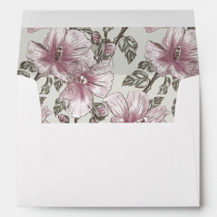 Muted Pink Hibiscus Flowers Pattern Envelopes