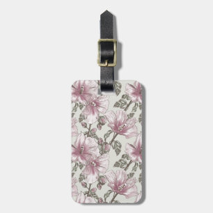 Muted Pink Hibiscus Flowers Pattern Luggage Tag