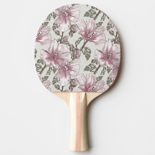 Muted Pink Hibiscus Flowers Pattern Ping Pong Paddle (Front)