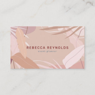 Muted Pink Tropical Leaves Modern Business Card