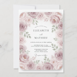 Muted Pink Vine Wedding Invitation