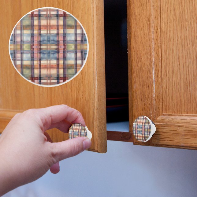 Muted Plaid Ceramic Knob (Creator Uploaded)