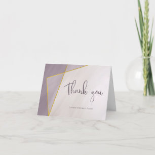 muted plum gold frame modern wedding thank you card