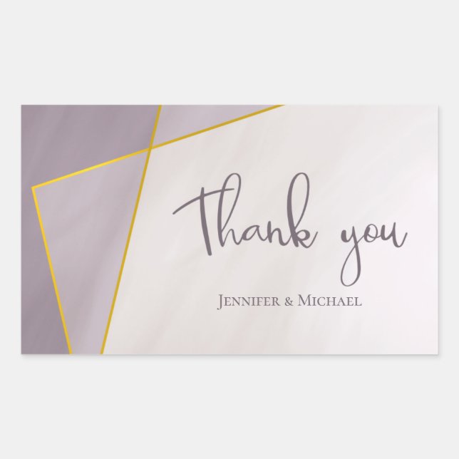 muted plum modern gold frame wedding rectangular sticker (Front)